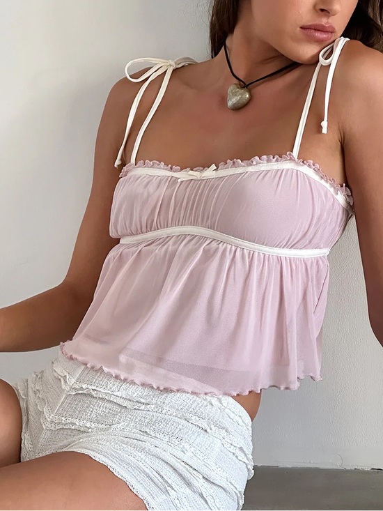 Motel Rocks Tops - Motel Rocks Soft Pink Tie-Shoulder Babydoll Top